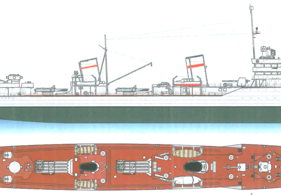 Корабль СССР Leningrad [Flotilla Leader Project 38 class ] (1944) - чертежи, габариты, рисунки